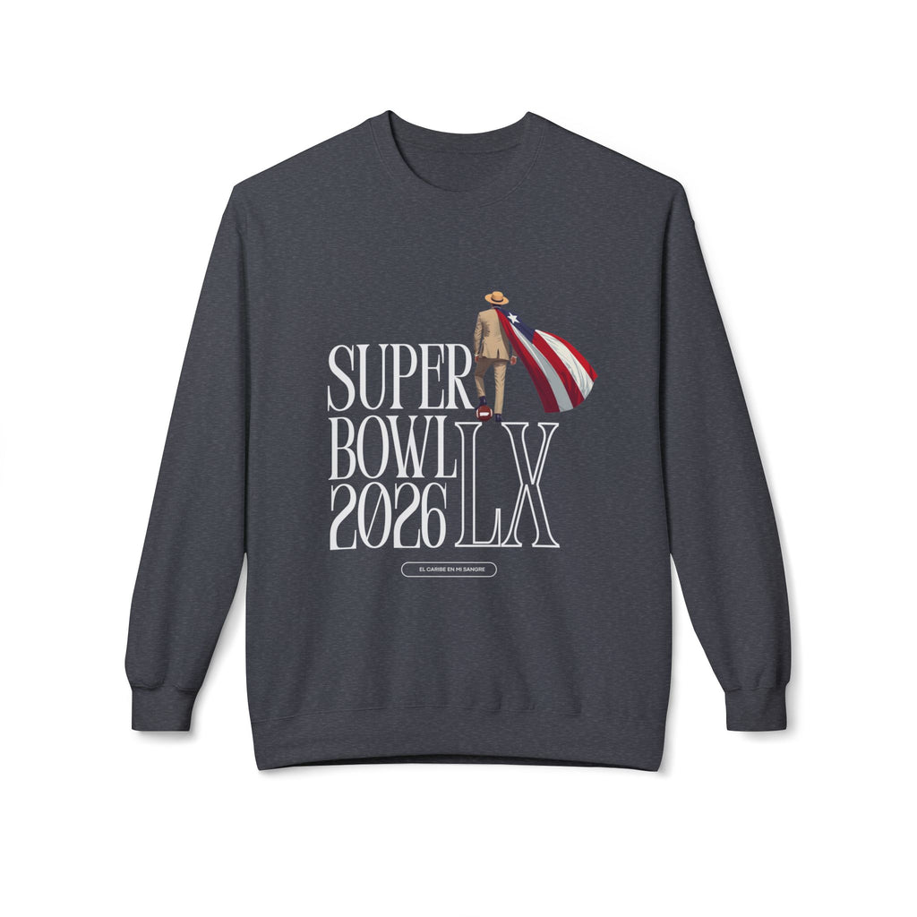 Super Bowl 2026 LX Crewneck Sweatshirt – American Football Fan Pullover with Patriotic Hero