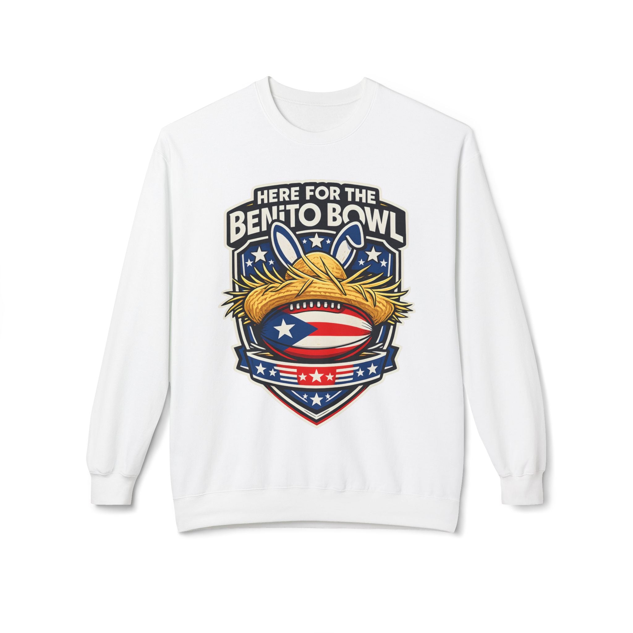 Benito Bowl Crewneck Sweatshirt — Patriotic Football Graphic