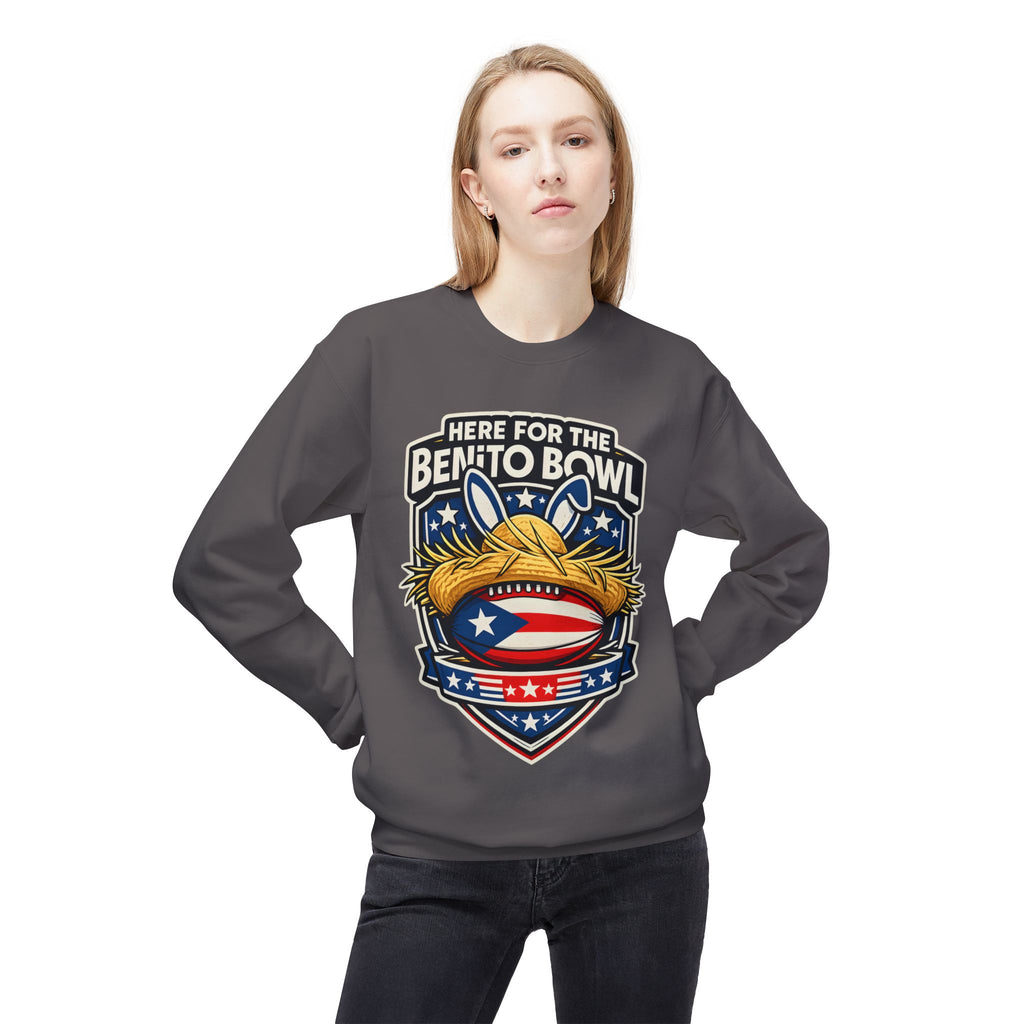 Benito Bowl Crewneck Sweatshirt — Patriotic Football Graphic
