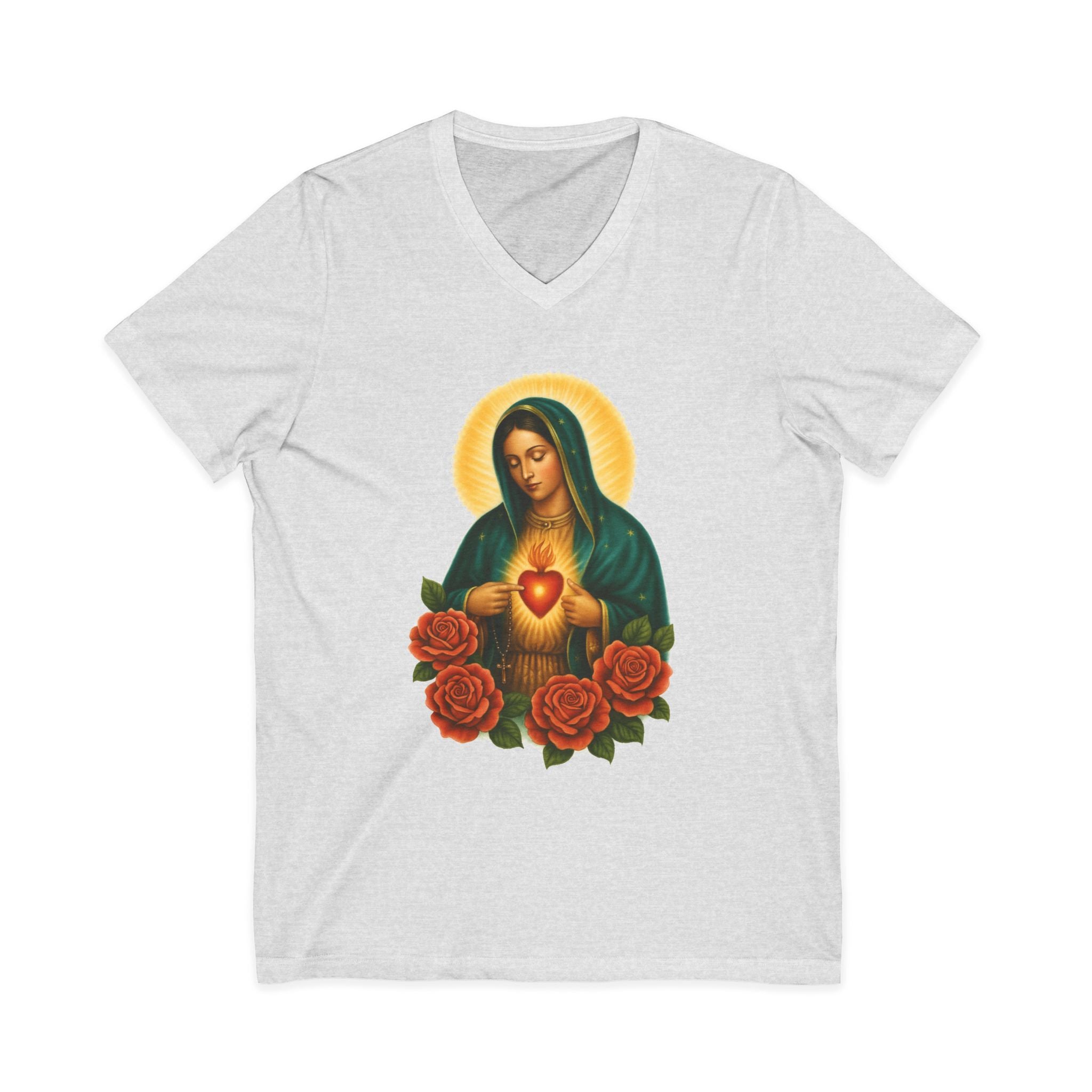 Virgin Mary Heart V-Neck Tee