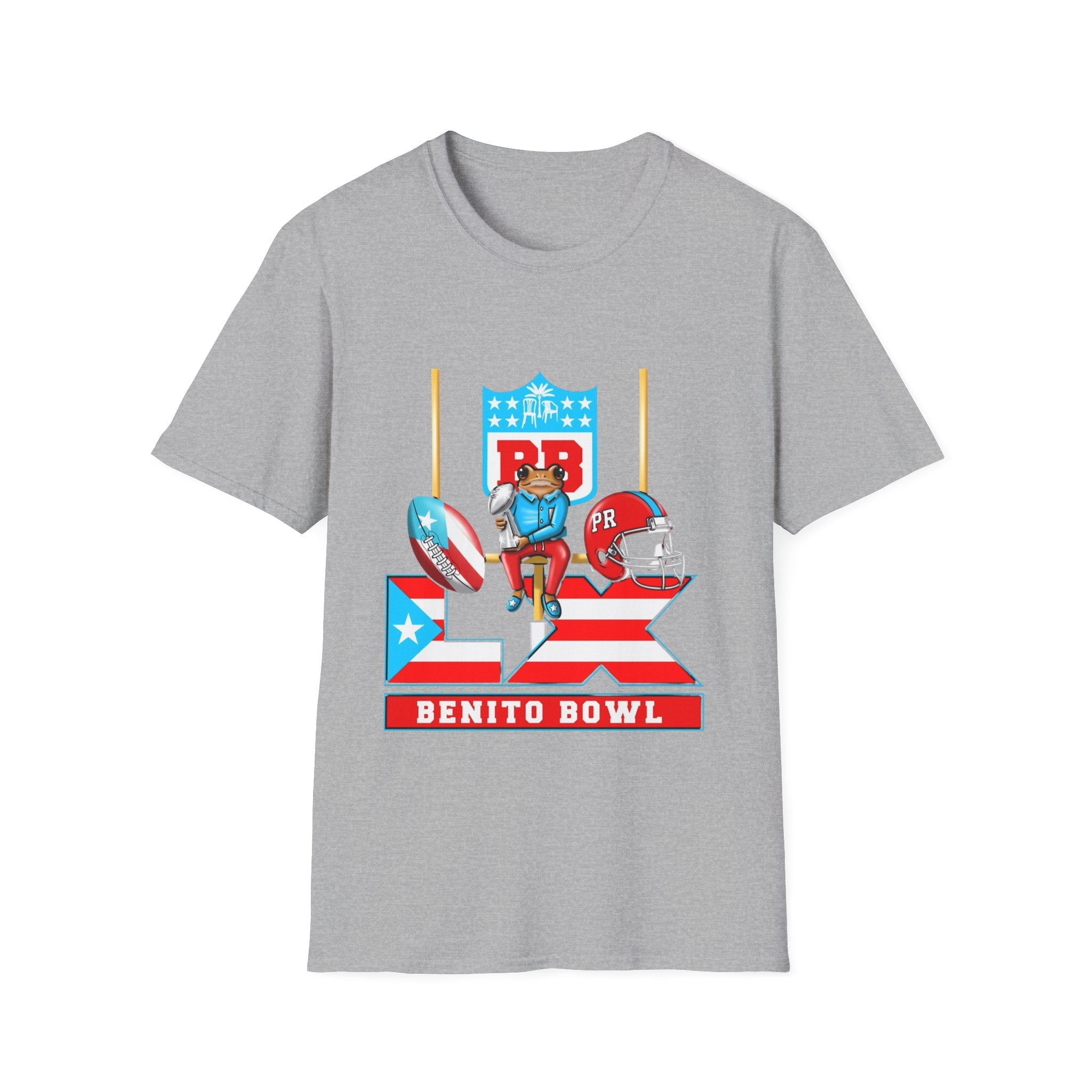 Benito Bowl Football T-Shirt  Retro Puerto Rican Flag Tailgate Tee