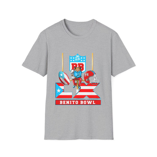 Benito Bowl Football T-Shirt  Retro Puerto Rican Flag Tailgate Tee