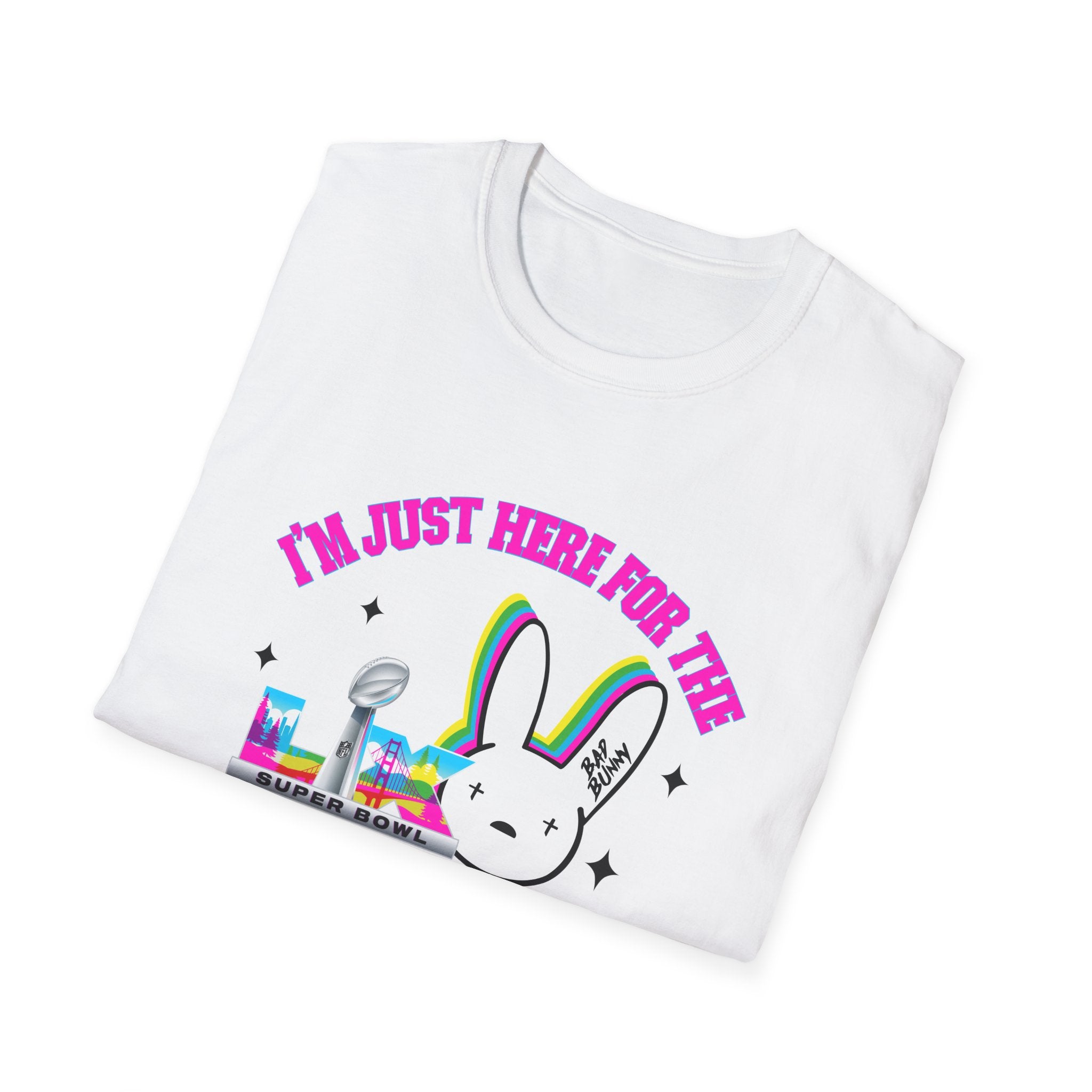 Halftime Show Bunny T-Shirt — "I'm Just Here For The Halftime Show" Football Concert Tee