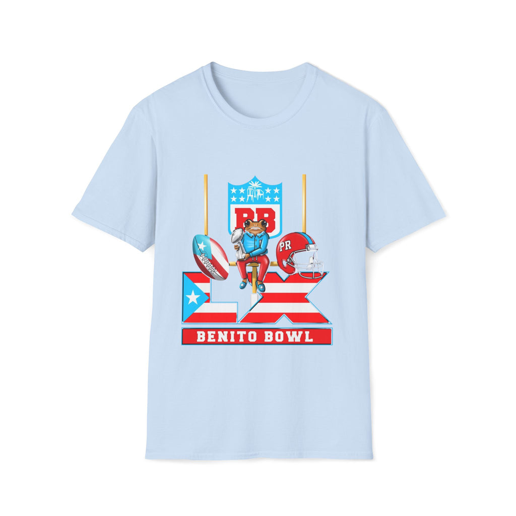 Benito Bowl Football T-Shirt  Retro Puerto Rican Flag Tailgate Tee