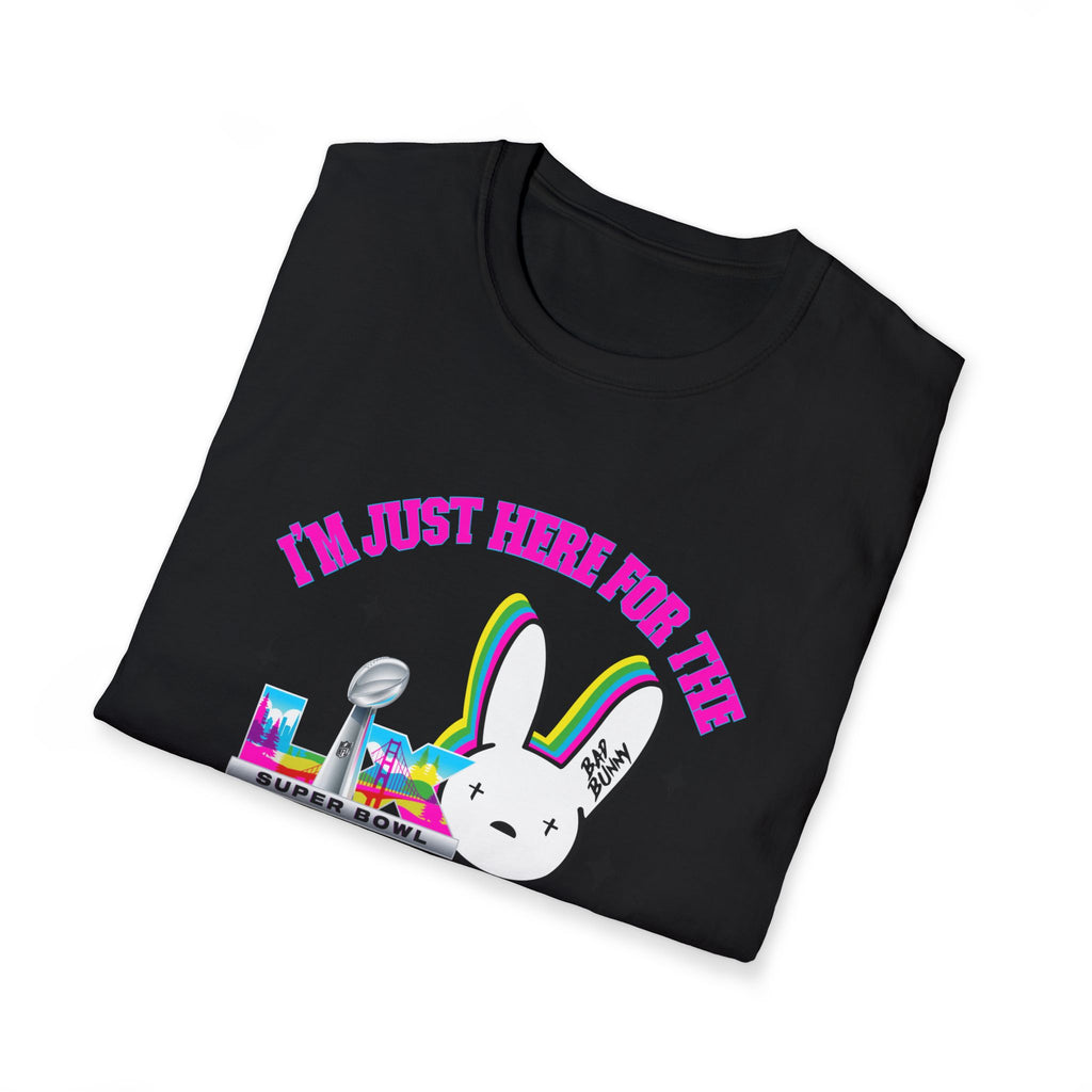 Halftime Show Bunny T-Shirt — "I'm Just Here For The Halftime Show" Football Concert Tee