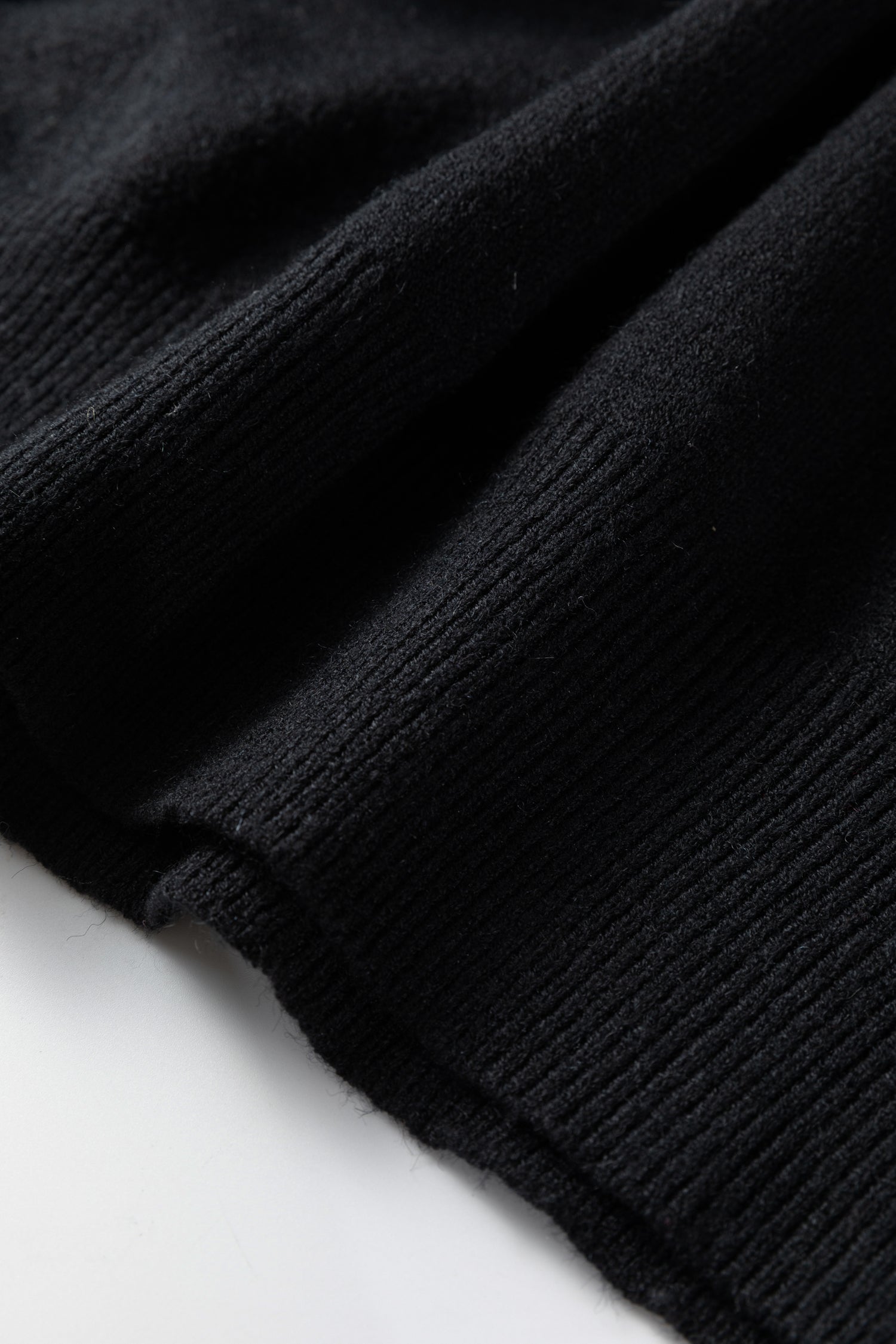 Black High Neck Puff Sleeve Sweater Pleated Mini Skirt 2pcs Knitted Outfit