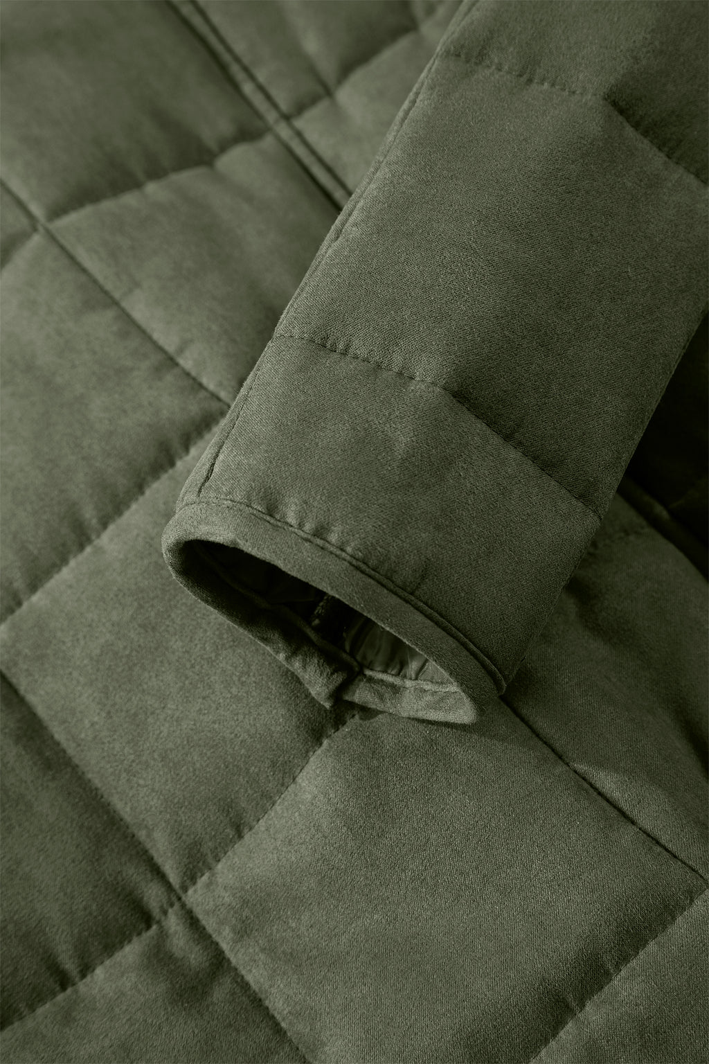 Green Zip-Up Pocket Quilted Jacket