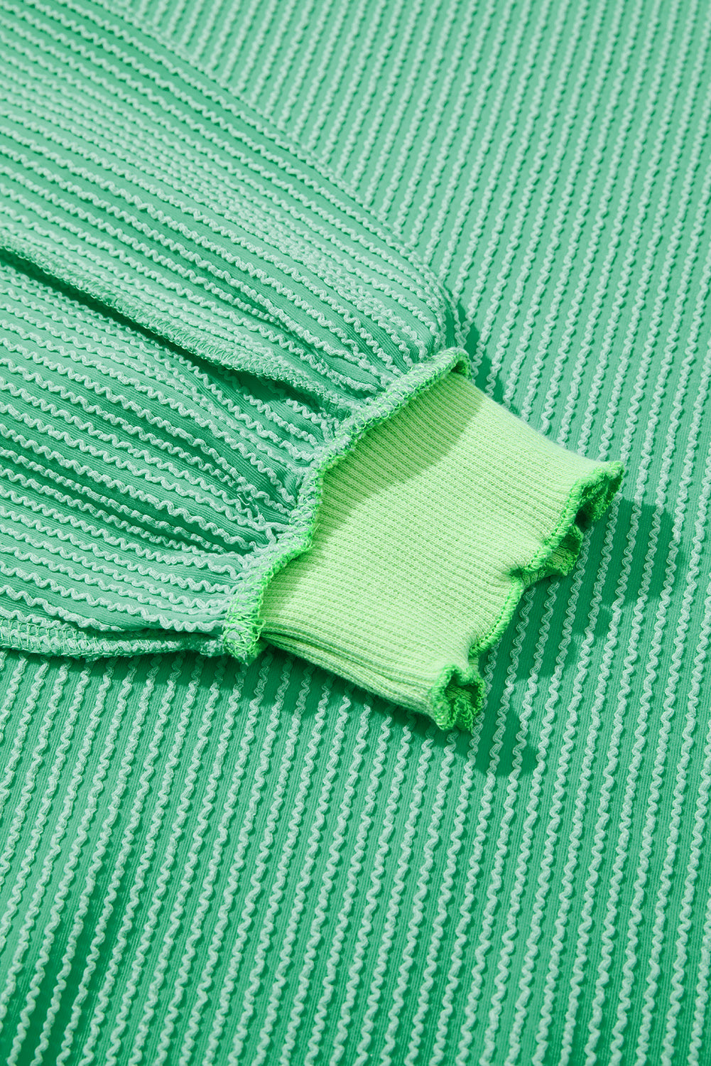 Bright Green Twisted Rib Uneven Hem Drop Shoulder Loose Knit Top