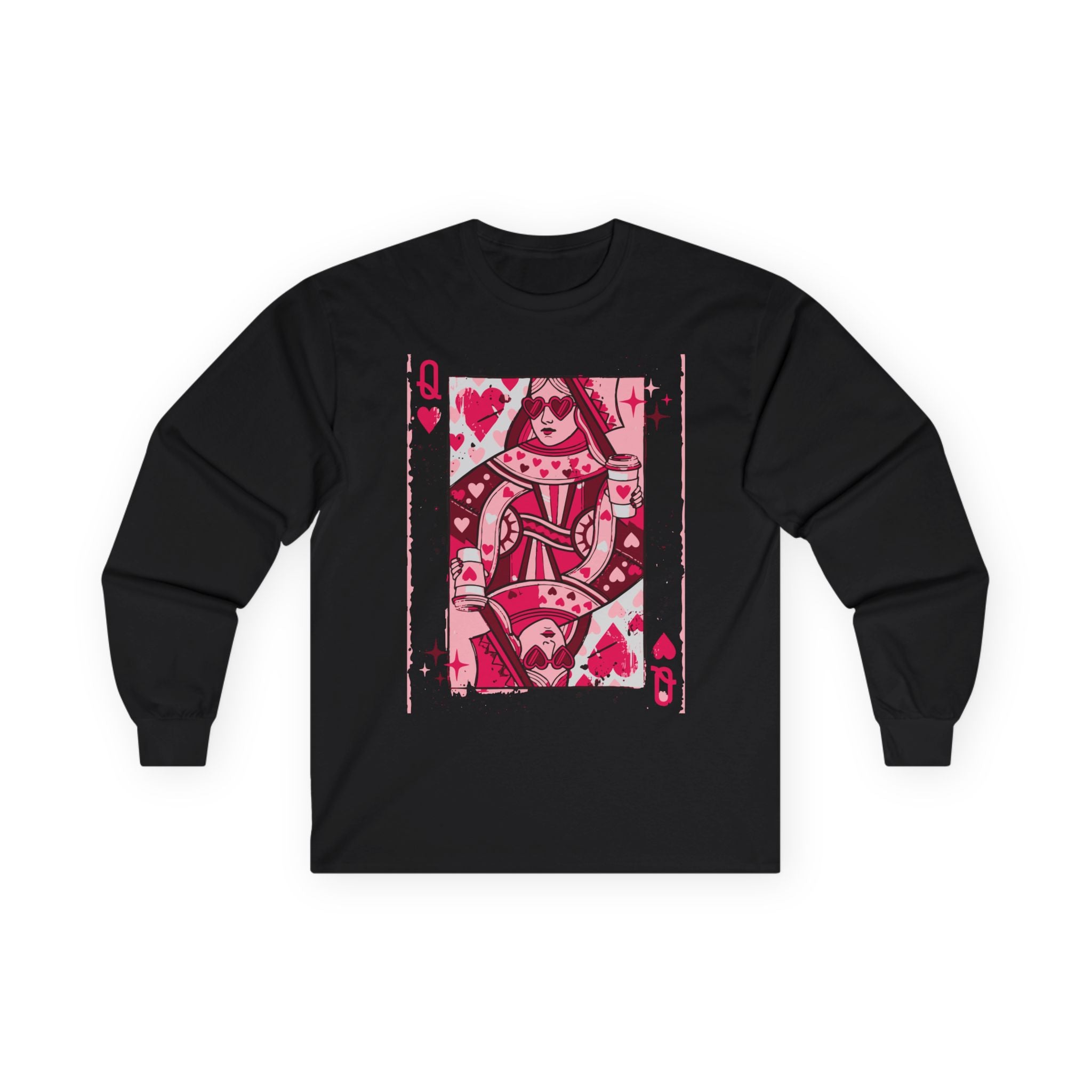 Queen of Hearts Playing Card,  Vintage Long Sleeve