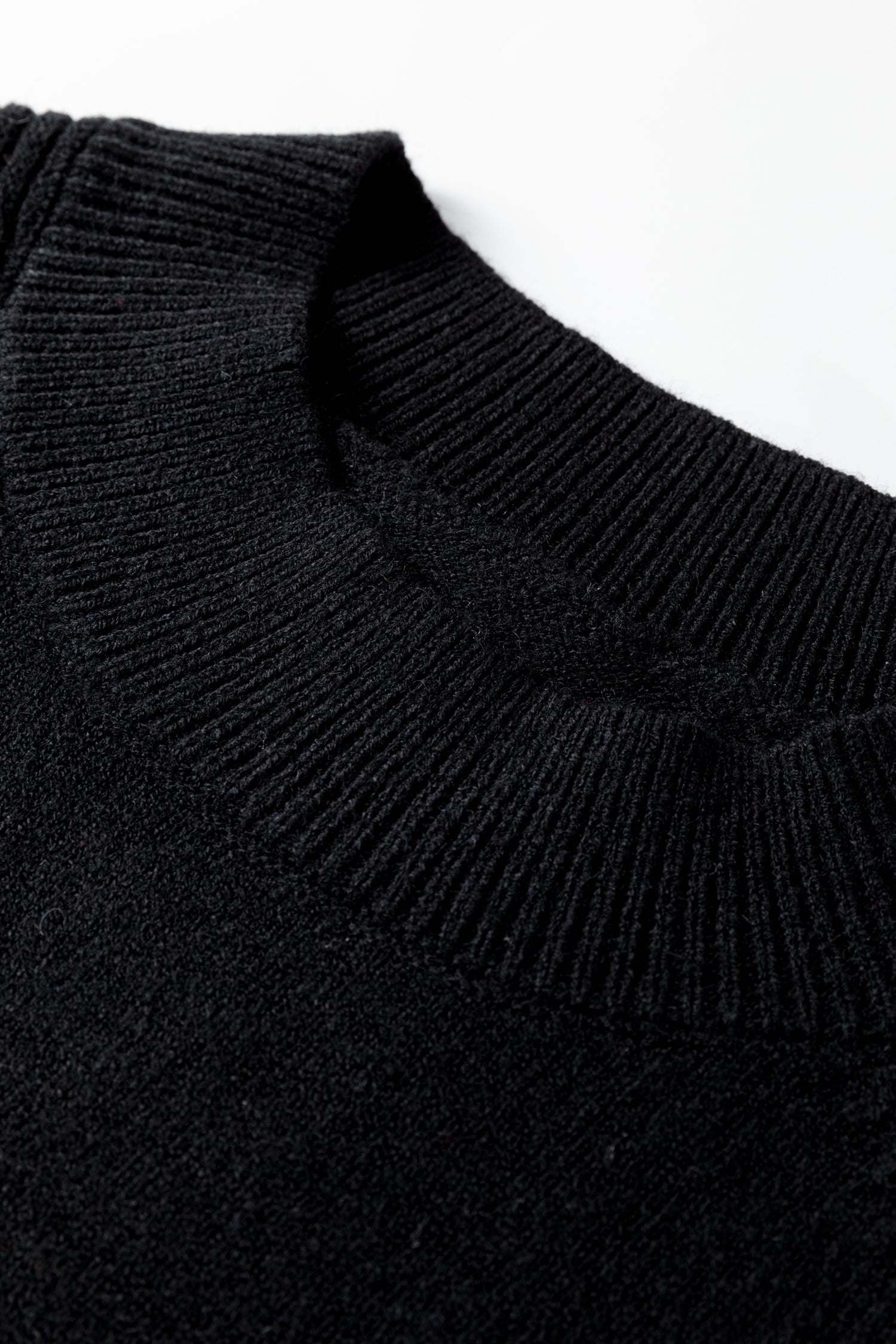 Black High Neck Puff Sleeve Sweater Pleated Mini Skirt 2pcs Knitted Outfit