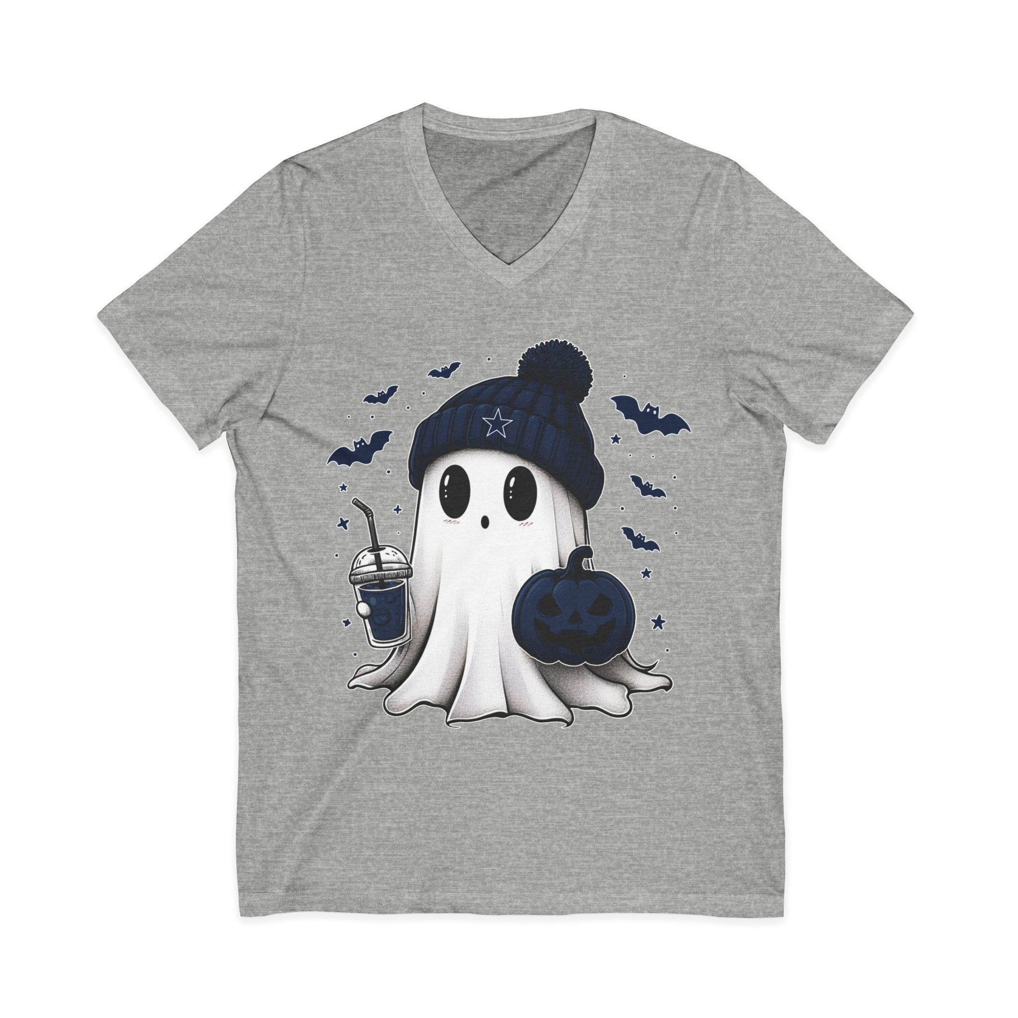 Cute COWBOYS Ghost Halloween V-Neck Tee