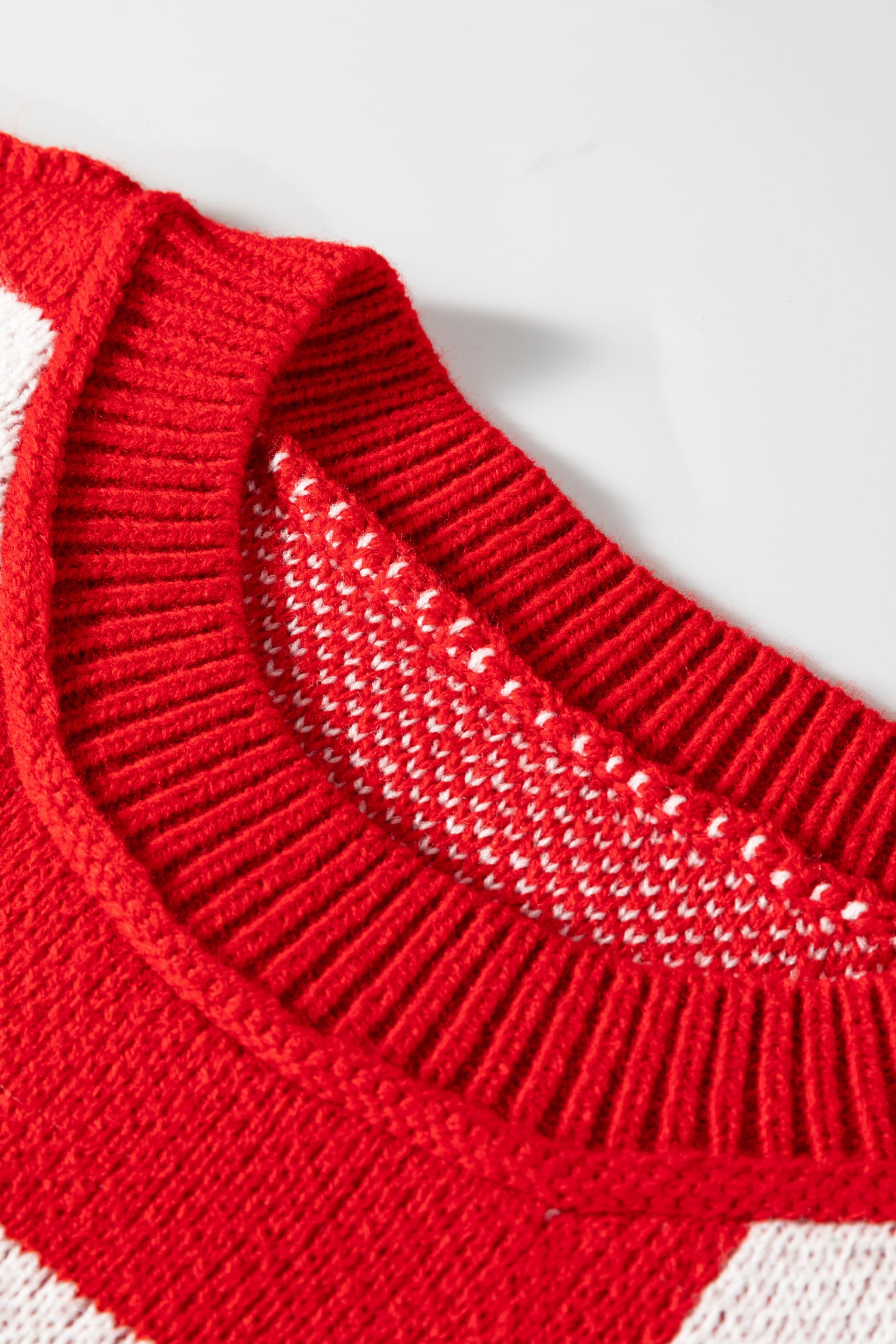 Fiery Red Checkered Bishop Sleeve Sweater