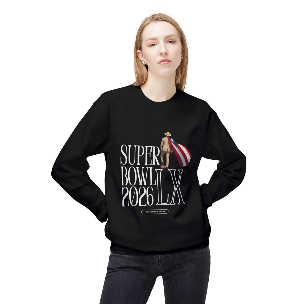 Super Bowl 2026 LX Crewneck Sweatshirt – American Football Fan Pullover with Patriotic Hero
