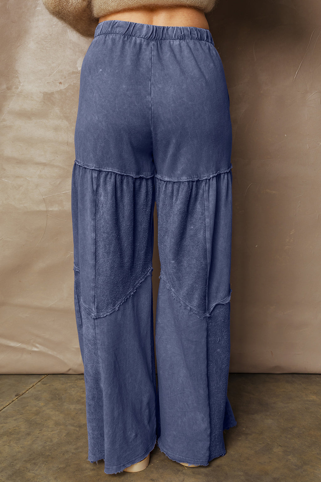 Ashleigh Blue Careys Mineral Wash Tiered Wide Leg Patchwork Drawstring Pants