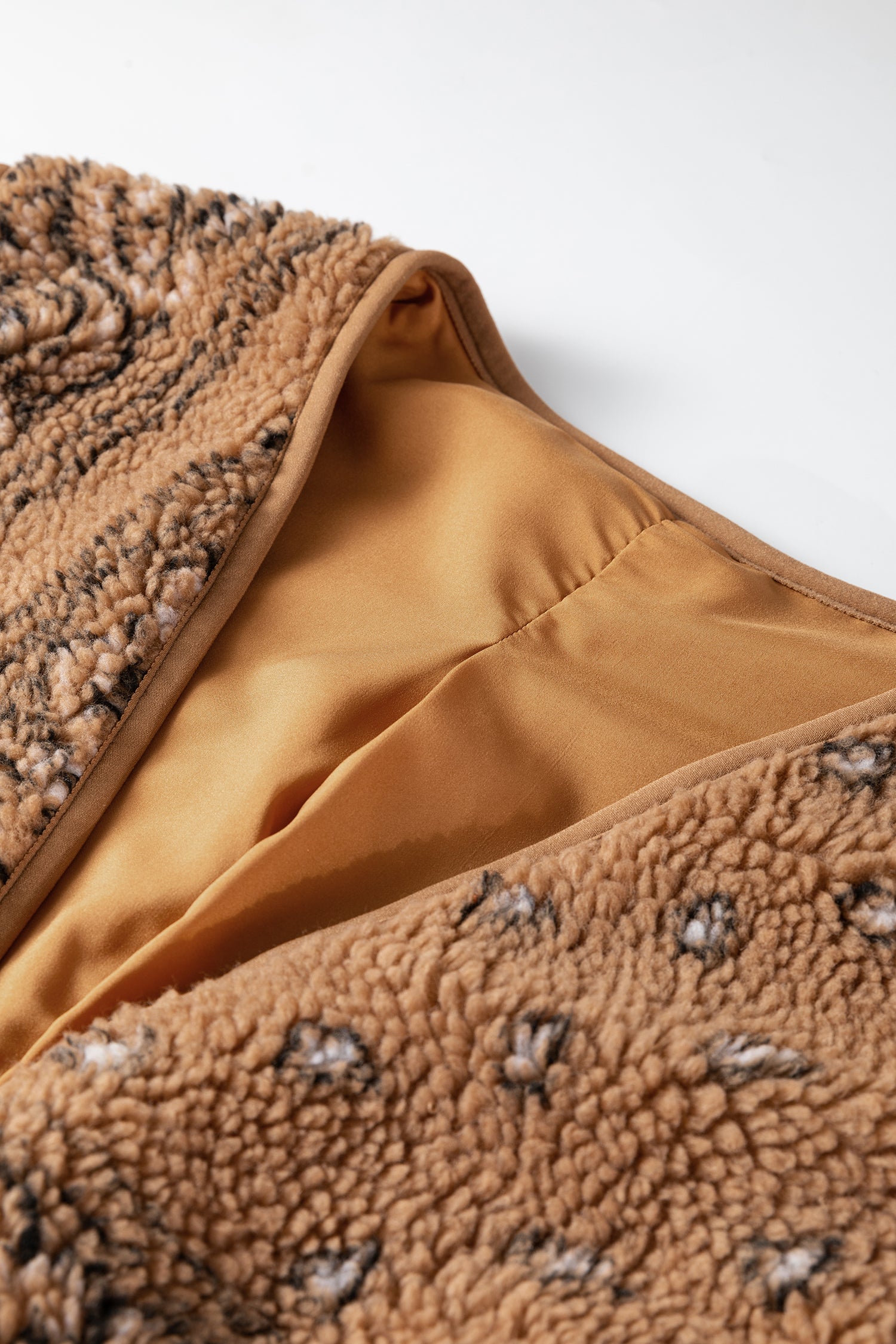 Brown Sherpa Paisley Print Pocketed Western Fashion Vest Jacket