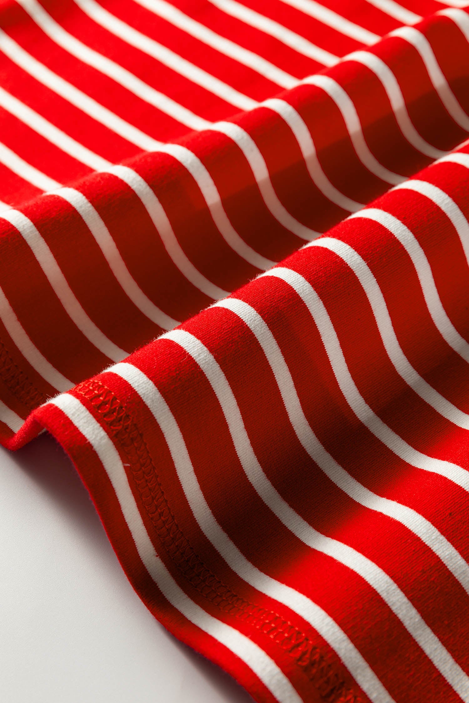 Red Stripe Ribbed Round Neck Trim Loose Tank Top