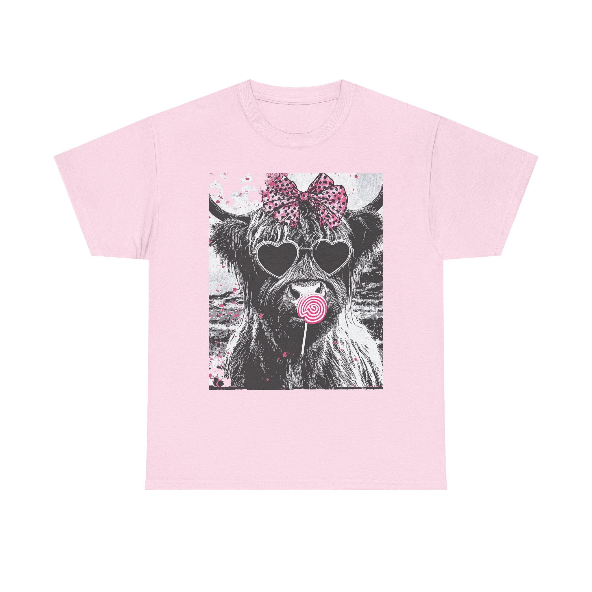 Cute Cow with Heart Sunglasses & Lollipop
