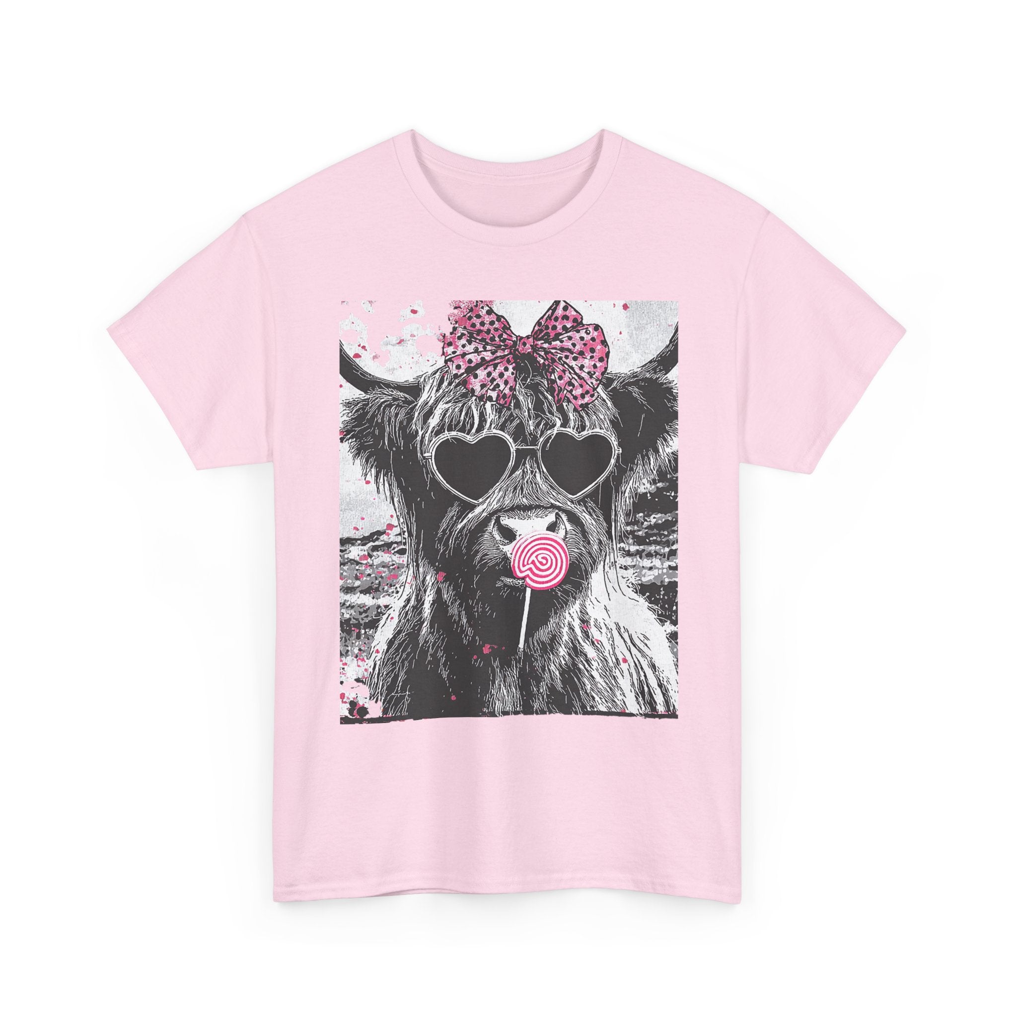 Cute Cow with Heart Sunglasses & Lollipop