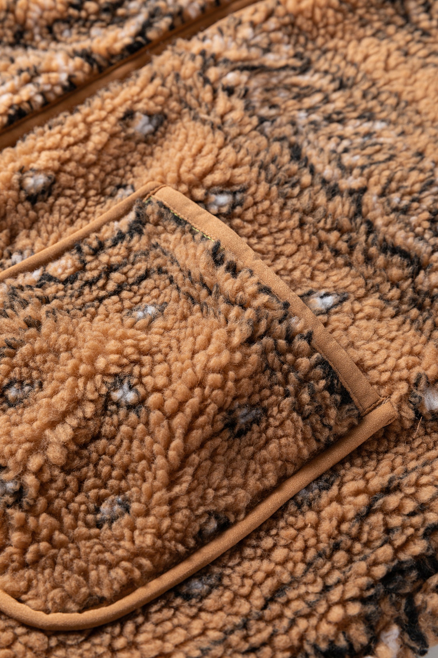 Brown Sherpa Paisley Print Pocketed Western Fashion Vest Jacket