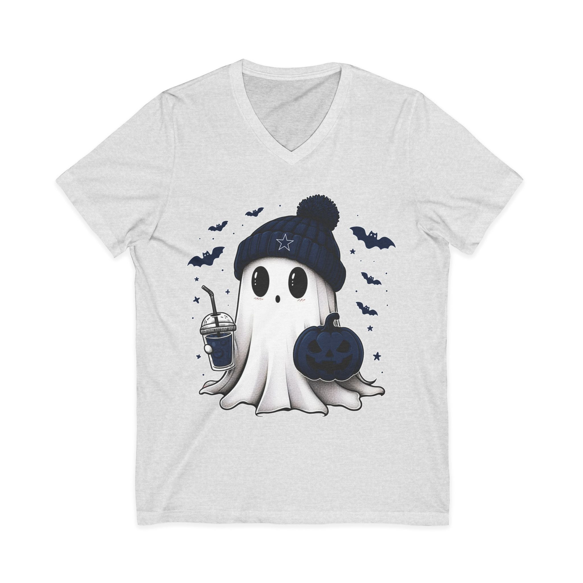 Cute COWBOYS Ghost Halloween V-Neck Tee