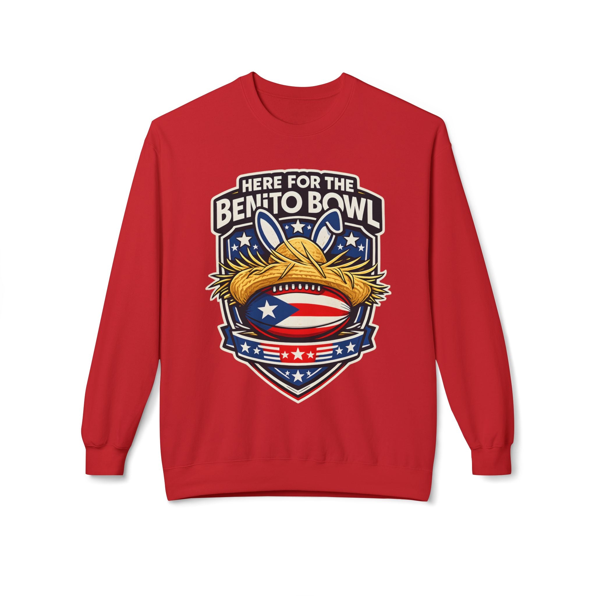 Benito Bowl Crewneck Sweatshirt — Patriotic Football Graphic