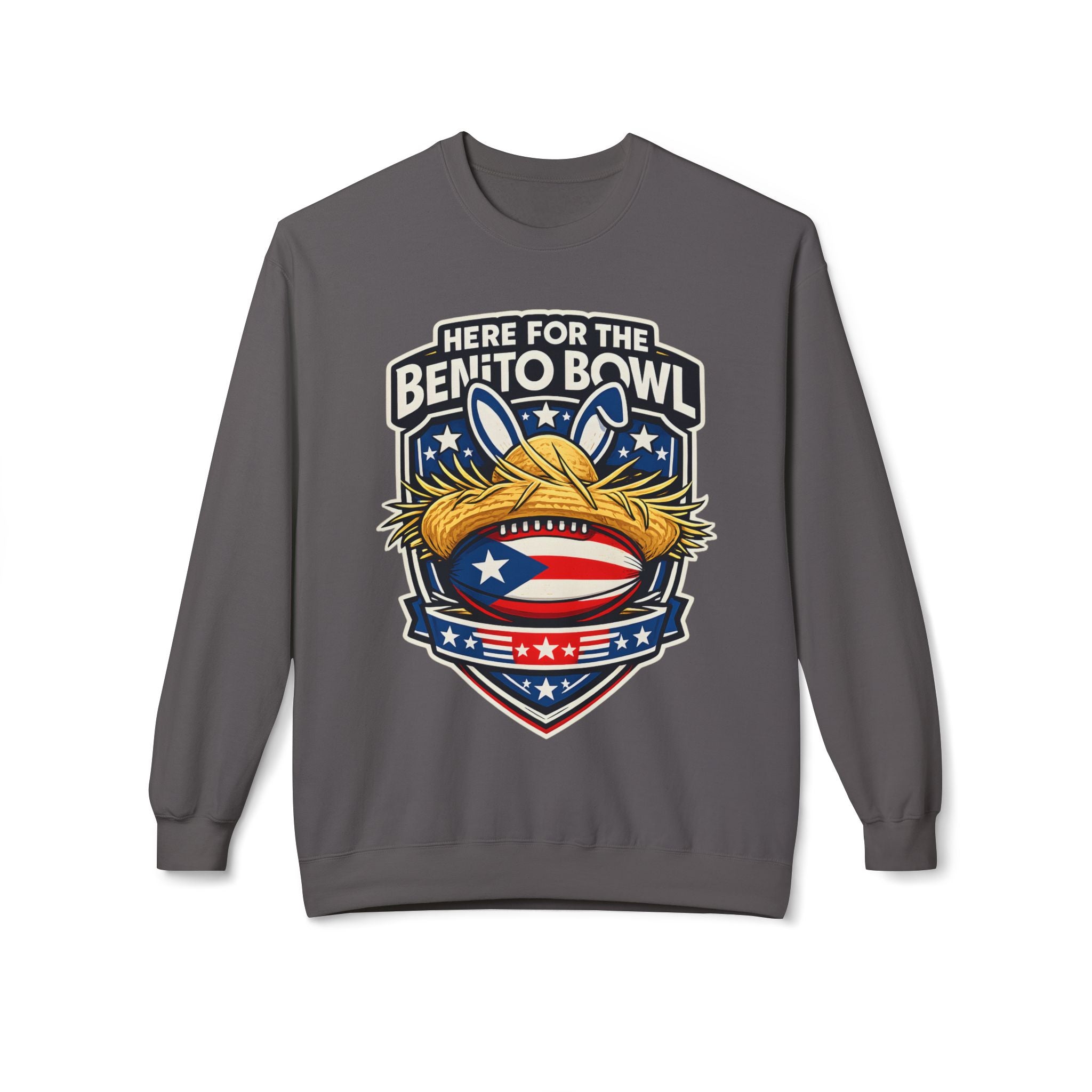 Benito Bowl Crewneck Sweatshirt — Patriotic Football Graphic