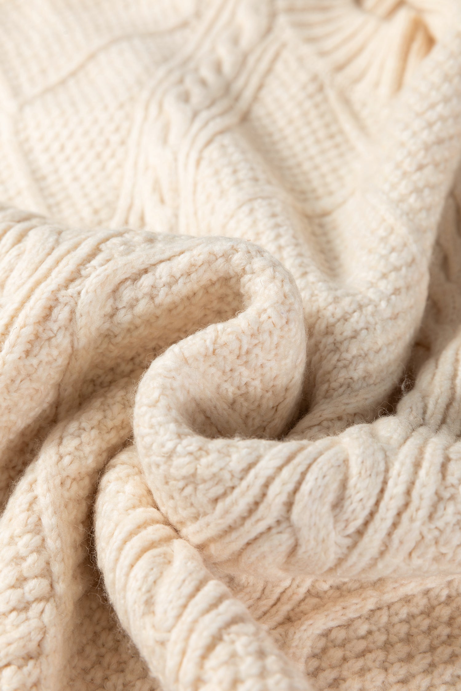 Oatmeal Cable Knit Drop Shoulder Loose Fit Sweater Dress