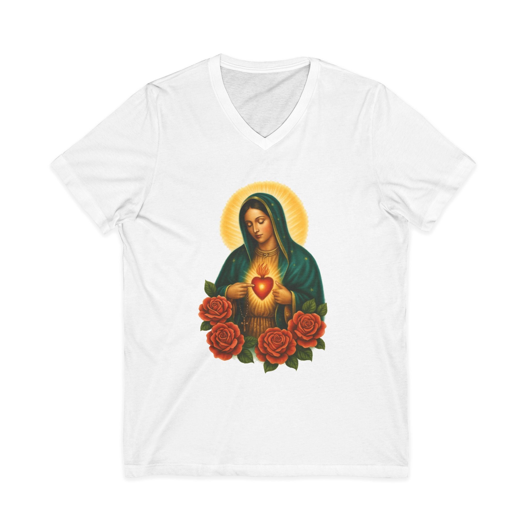 Virgin Mary Heart V-Neck Tee