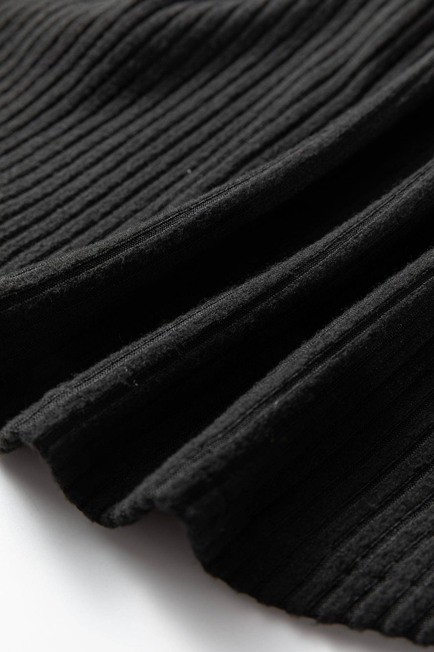 Black Ribbed Notched Neck Knit Long Sleeve Leggings Two Pieces Lounge Set