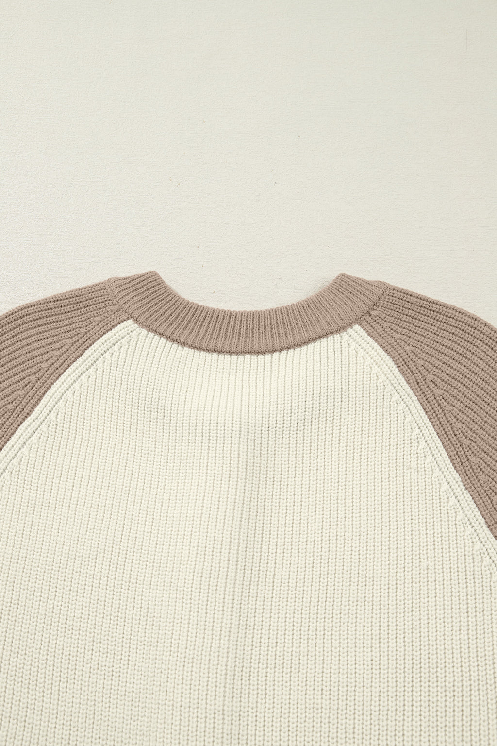 White Color Block Ribbed Knit Button Down Sweater Cardigan