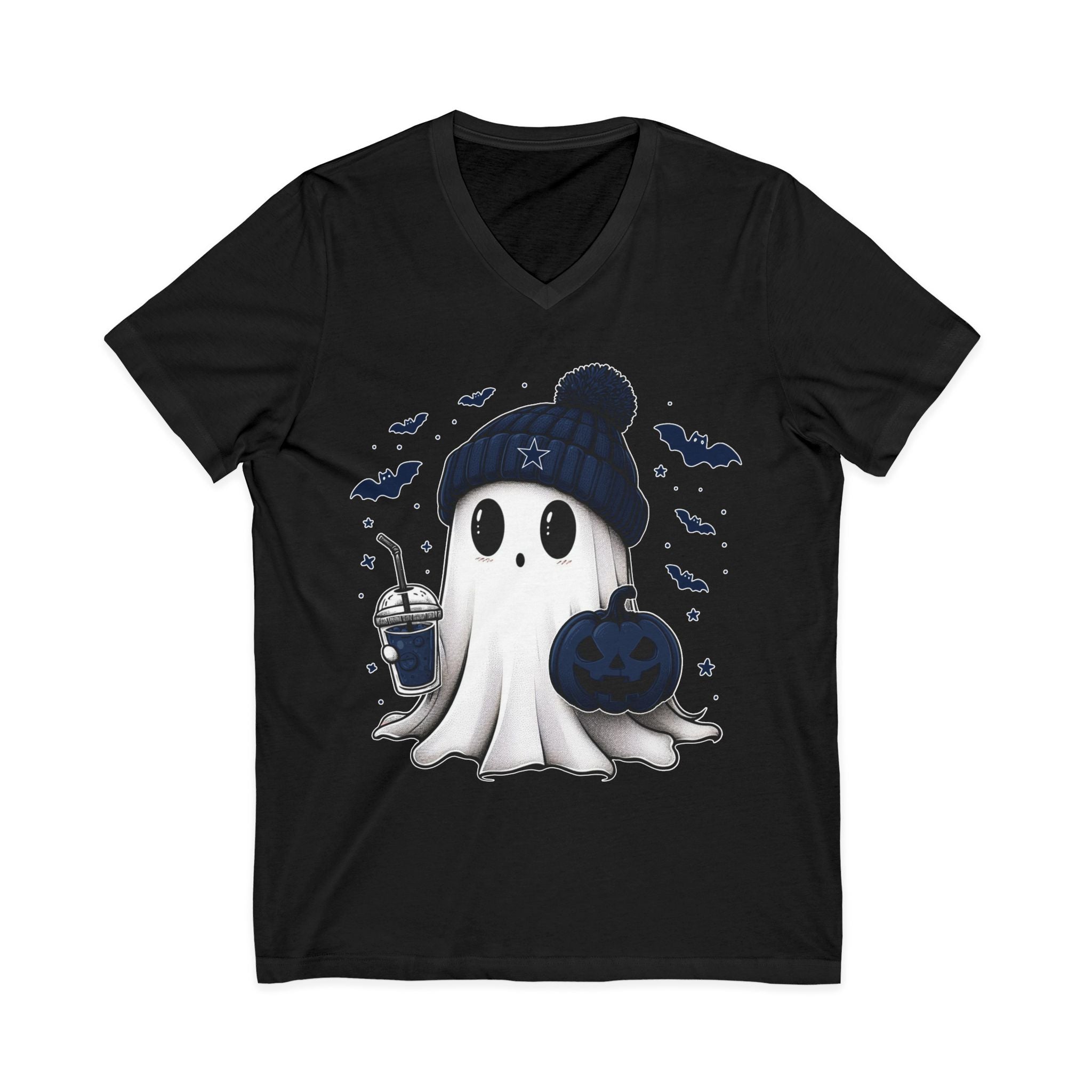 Cute COWBOYS Ghost Halloween V-Neck Tee