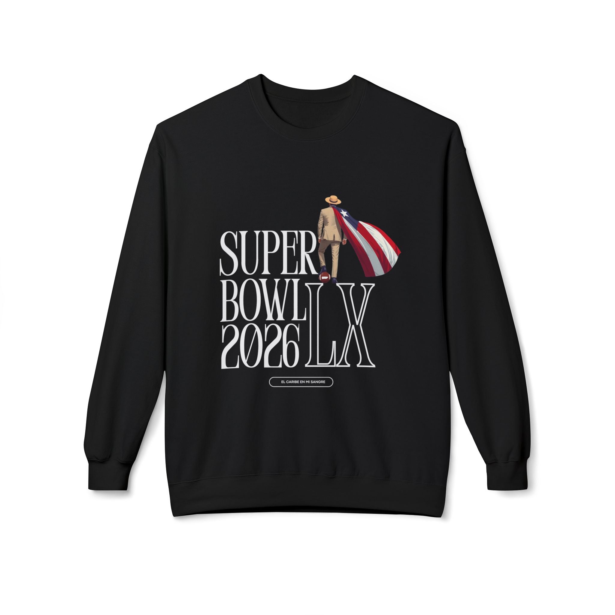 Super Bowl 2026 LX Crewneck Sweatshirt – American Football Fan Pullover with Patriotic Hero