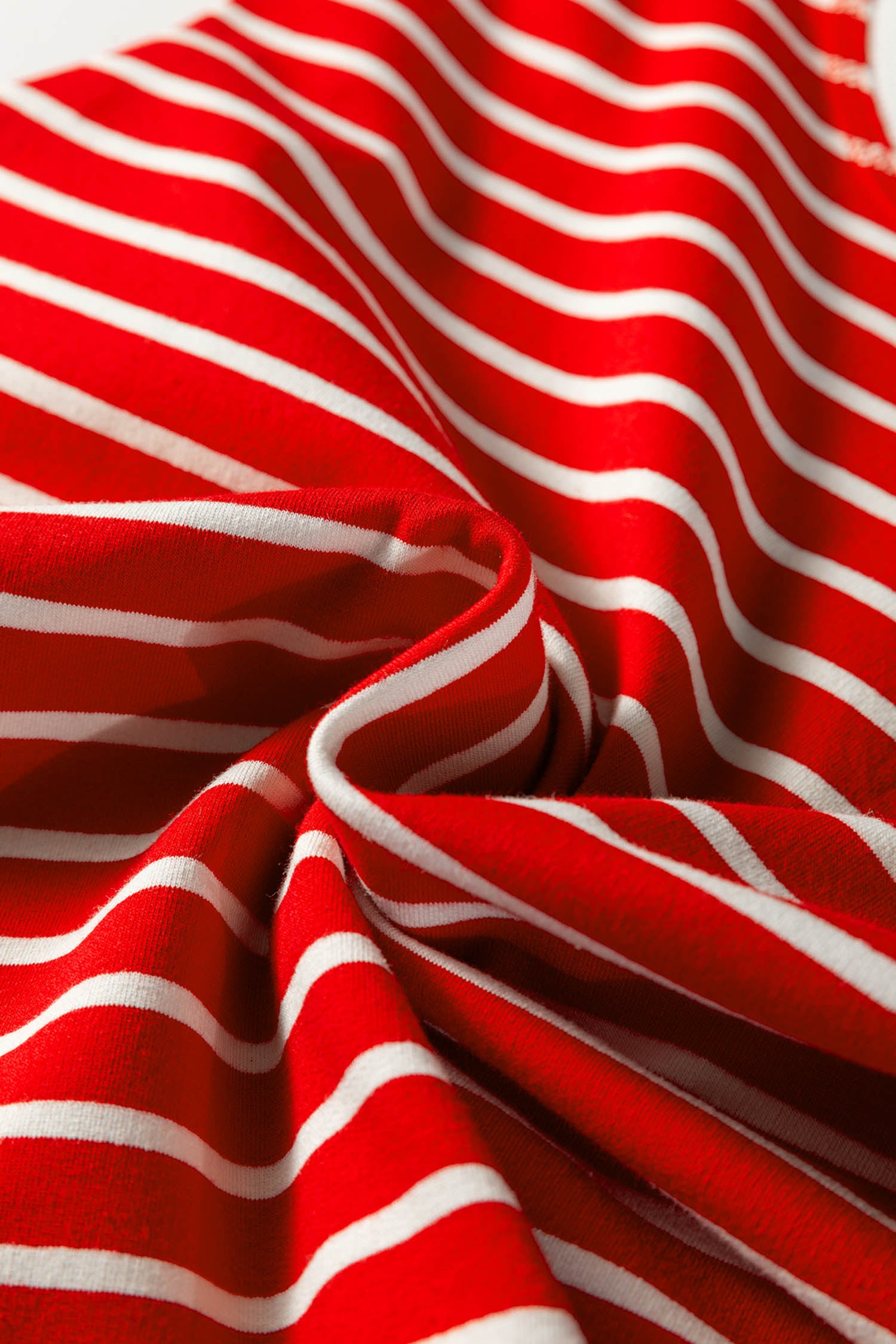 Red Stripe Ribbed Round Neck Trim Loose Tank Top