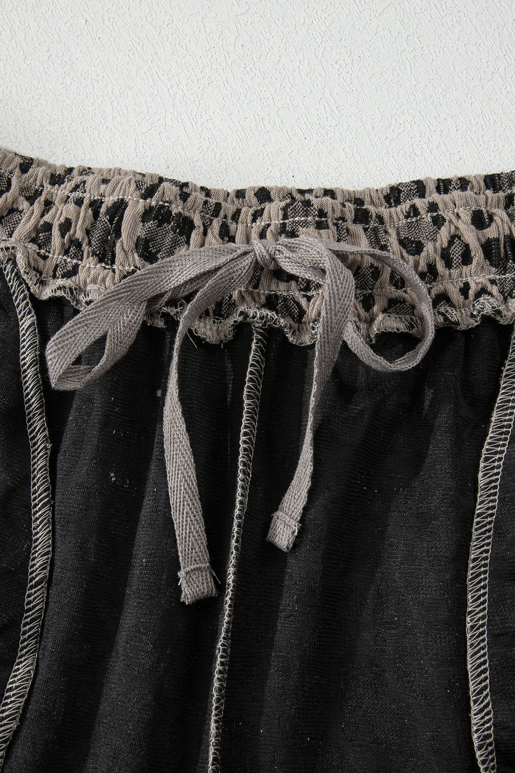 Khaki Jacquard Leopard Half Sleeve Jumper Wide Leg Pant Set