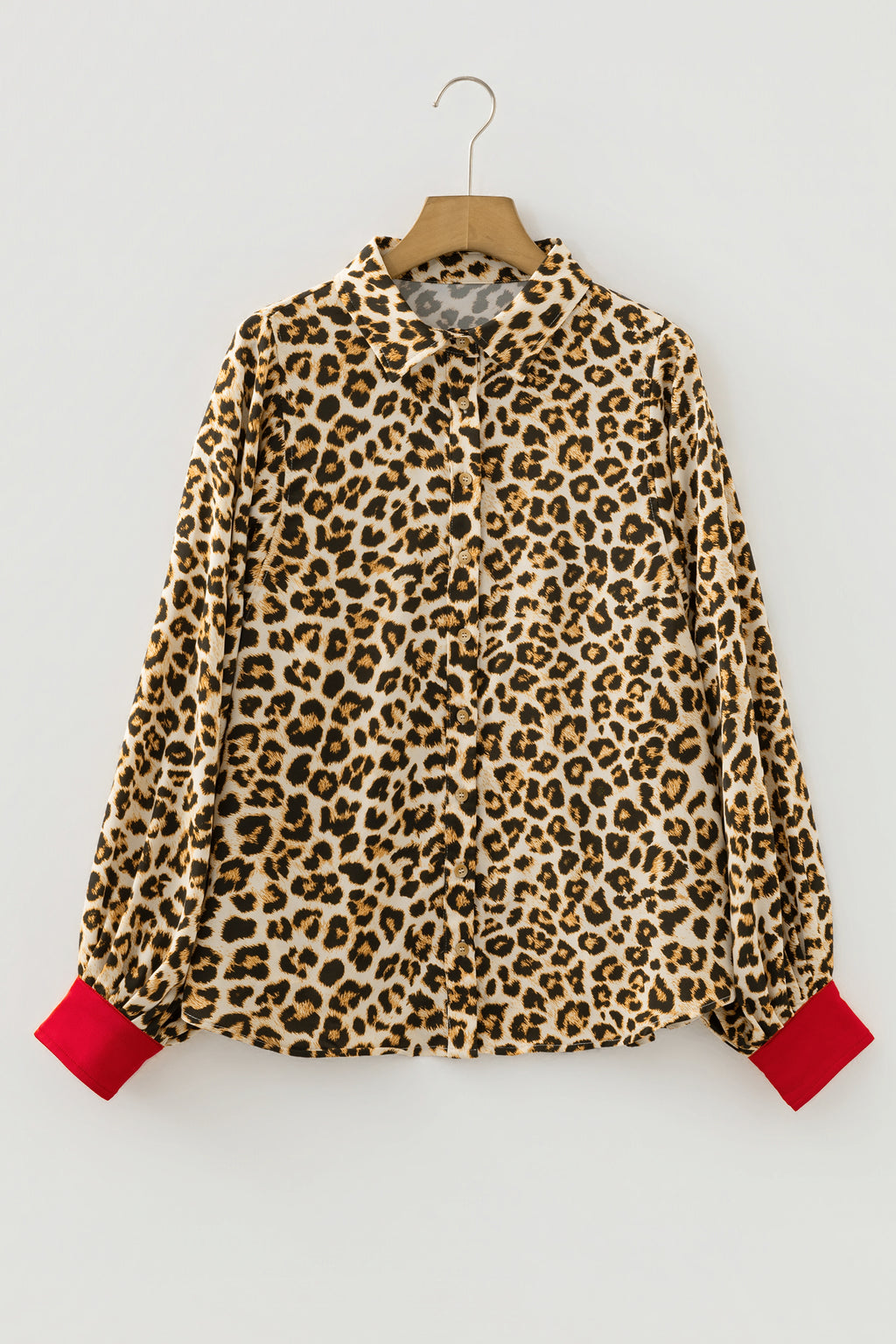 Khaki Contrast Edge Leopard Shirt