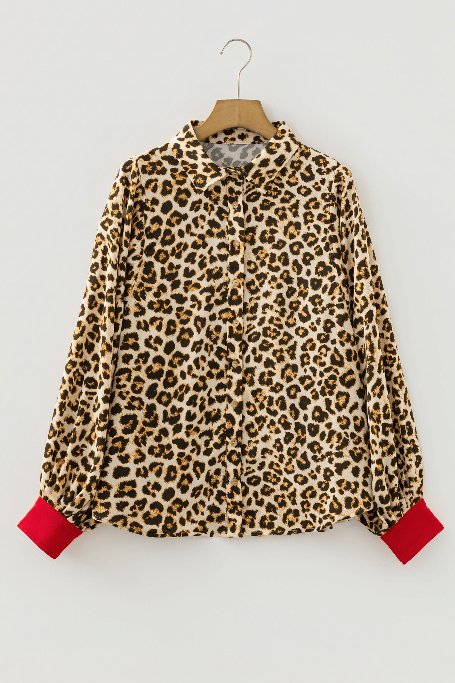 Khaki Contrast Edge Leopard Shirt