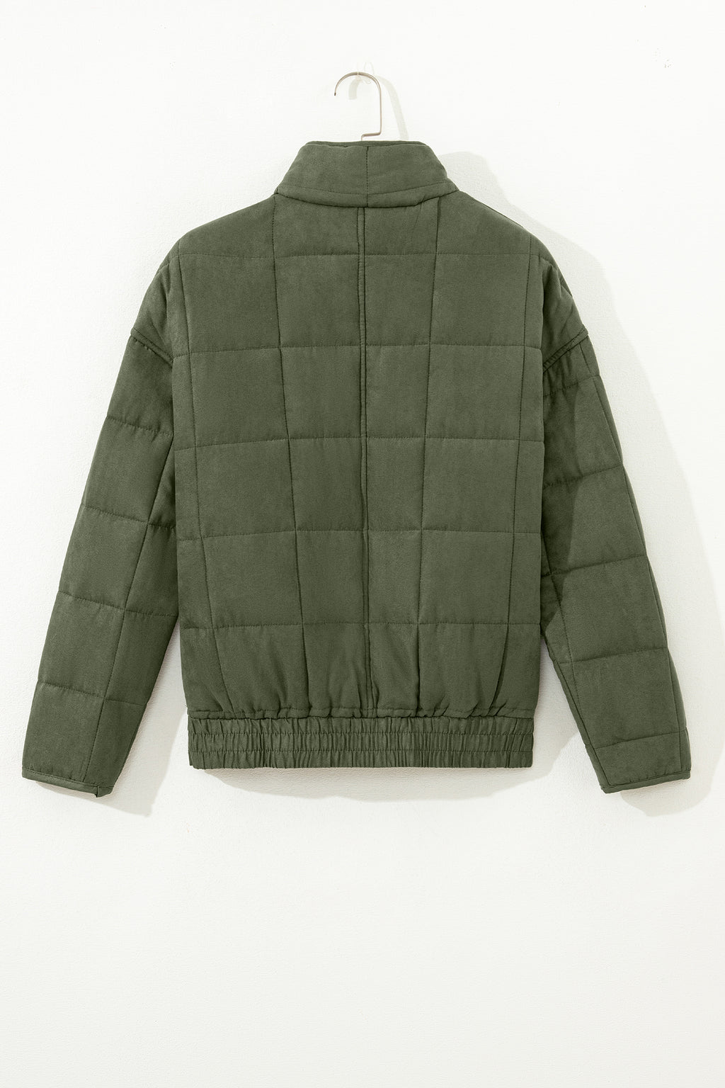 Green Zip-Up Pocket Quilted Jacket