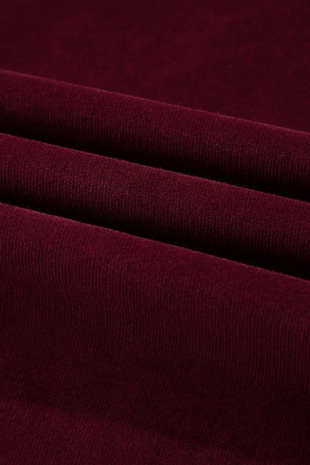 Burgundy Corduroy Solid Color High Waist Wide Leg Pants