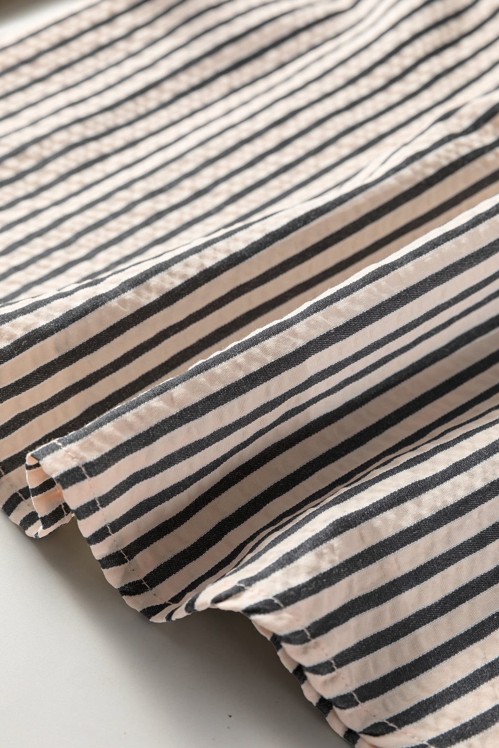 Black Stripe Knotted Cuff Long Sleeve V Neck Blouse