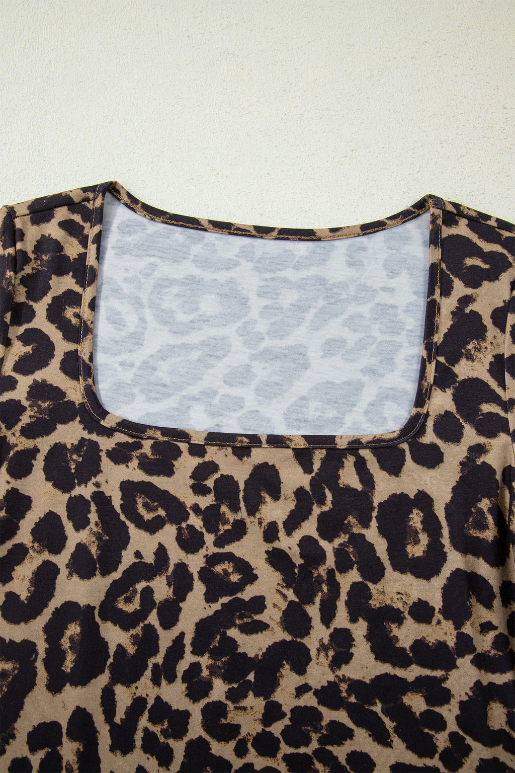 Brown Leopard Print Slim Long Sleeve T Shirt
